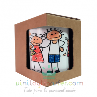 Caja de marrón con ventana para tazas | Viniloytransfer.com