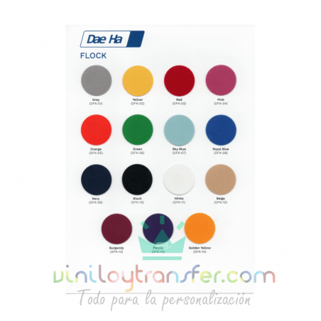 Carta de colores para Vinilo textil Daeha Premium Flock
