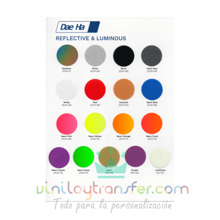 Carta de colores para vinilos textiles daeha reflectante premium y luminiscente